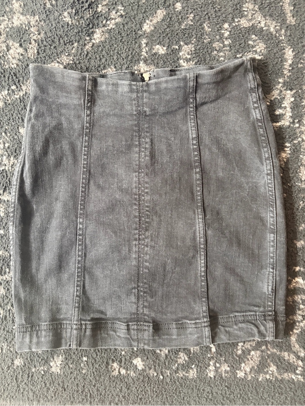 Free People Dark Washed Grey Denim Mini Skirt